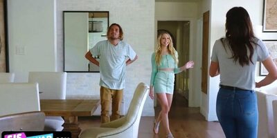 Two Stepbrothers Put On Masks To Trick Their Cute Sisters