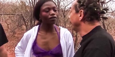 Black ebony submissive whore interracial hardcore outdoors
