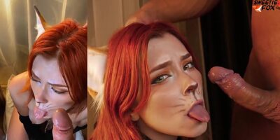 Sexy Fox Dildo Play And Swallows Huge Cock - Facial