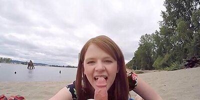 Teenager Couple Use Go-pro Camera To Make Coitus Video At Beach