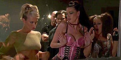 Two Horny Dudes Get Shared Between Three Beautiful
