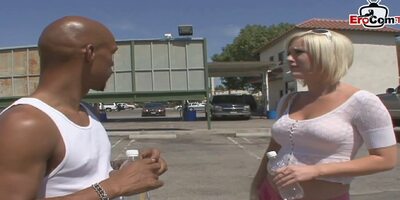 Busty blonde Girl picked up to get her first BBC