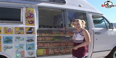 Blonde teen fucked in a car until the cumshot in her face