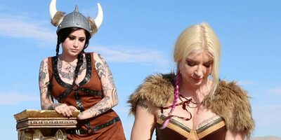 Leya the Viking takes a gold trophy up her ass