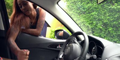 Cute Black Chick Jerks Me Off Through Car Window