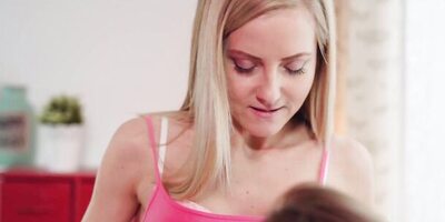 Gorgeous lusty blondes enjoy lesbian love making and have intense orgasms