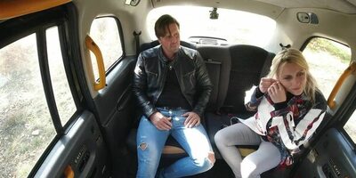 Sexy blonde widow got it hard in the taxi