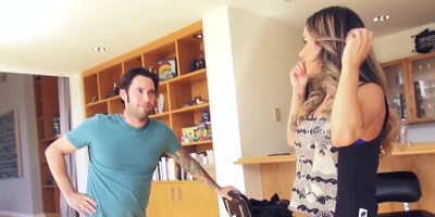 Attractive Nadia Styles with big boobs gets double penetration