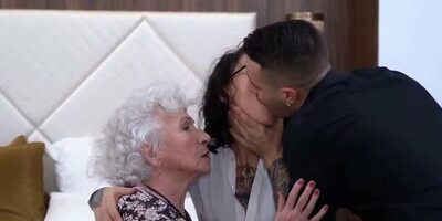 Kinky couple and one fat grandmother are having a FFM threesome