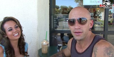 Brunette slut with big tits pick up at the street