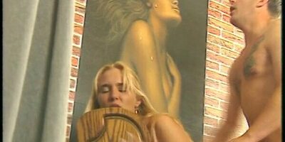 Blonde Solomasturbation and fucked with strong Man