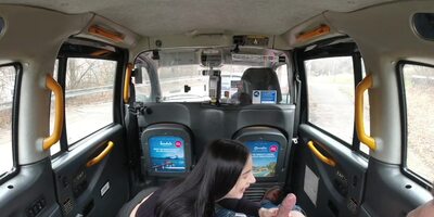 Uber-Cute brown-haired teenager is providing a blow-job to her cab driver so she don’t pay the rail