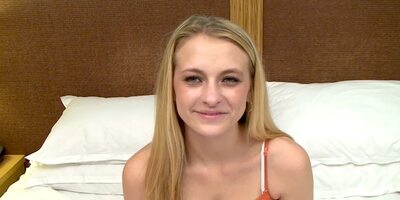 Watch this nervous blonde 18 yr old star in her first fuck video