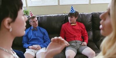 Perfect Milfs In Mini Dresses Decide To Set Up A Swap Surprise For Their Step Sons Birthdays