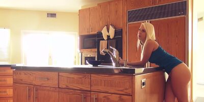 Great sex in the kitchen with blonde Darcie Belle