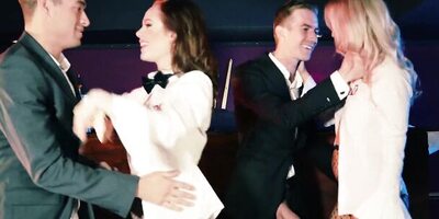 Hot orgy in the bar full of beautiful women getting fucked and jizzed on