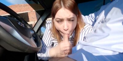 Russian Girl Passed The License Exam (blowjob, Public, Car)