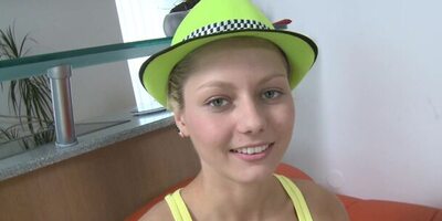 Sweet teen babe dildos in front of the camera her wet and juicy twat