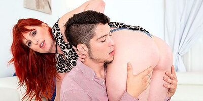 Amber, a young stud and a white couch