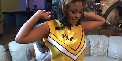 Black cheerleader gets her pussy slammed