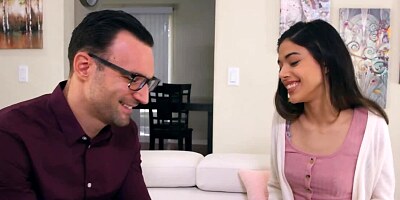 Skinny Latina gal facialized after sex with French teacher