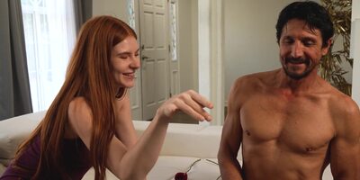 Young redhead student Jane Rogers helps married couple