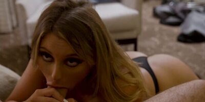 Depraved blonde Kayley Gunner polishes cock and then rides it