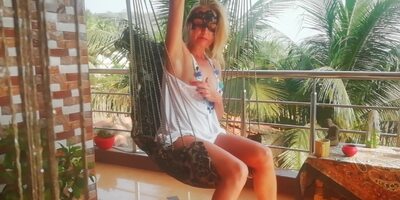 Sexy Blonde Milf Smoking And Playing Pussy While Haves Her Morning Coffee On Balcony - Abella Love