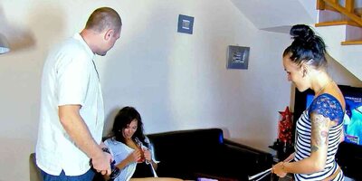 Step Mom catch mastubate by Daughter and BF and Seduce Fuck