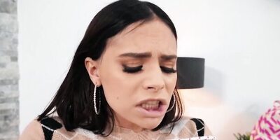 Blonde and brunette are licking one another in the office