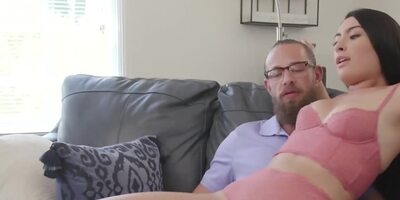 Stripper rewards the stepdad with a lap dance and copulation