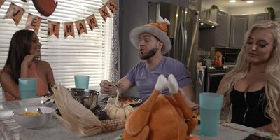 Girlfriend's sexy MILF mom fucking with her daughter's young and muscly cheating boyfriend during thanksgiving
