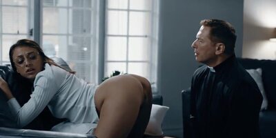 Priest fucks nerdy college girl's ass from behind