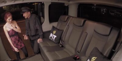 George Uhl is manhandling lovely redhead girl Kattie Gold in the car