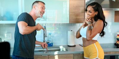 Zoey Sinn doesn't have cookies to pay her helpful neighbor, but at least she has her wet pussy to give him!