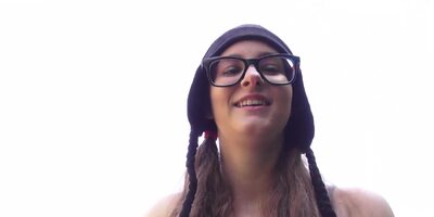 Lovely nerd Jay Taylor has sex in nature