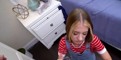 Stepbrother will keep college girl's secret if they have sex