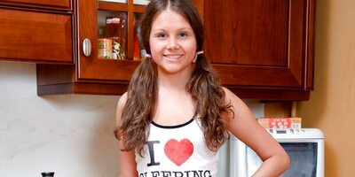 Curious Teen Girl Squats Down on Enormous Dildo