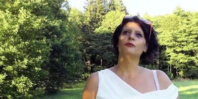 German MILF enjoys hard fuck and cum on big tits