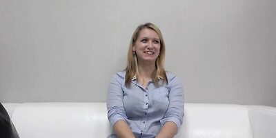 Bootylicious blonde is spanked while riding cock at porn casting