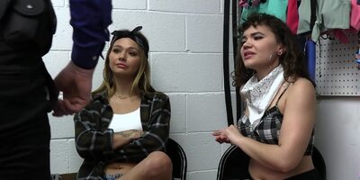 Teen thieves Mia Kay and Naudi Nala fucked hard by officer