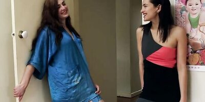 Depraved girls Rose and Holly are kissing and making out