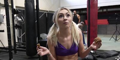 Bunch of big black studs are fucking a petite white chick