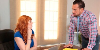 Lauren Phillips fucking in the office with her hairy pussy