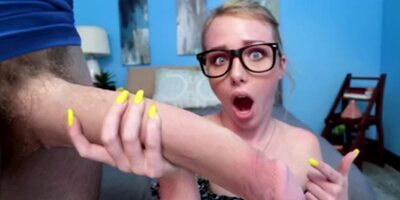 Small Brunette With Glasses Fuck Giant Cock