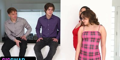 Sis Swap - Hot Stepsisters With Big Butts Swap And Bang Their Stepbros After Valentine's Day Party