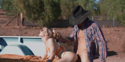 Young cowgirl Lilly Bell gets pounded outdoors