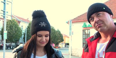 Petite Little Eliss has sex with a stallion for money in front of bf cuckold