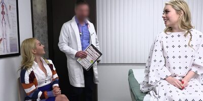 Threesome of sexy Aaliyah Love and Haley Spades with doctor