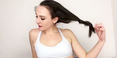 Splendid brunette Clara talks dirty while playing with her pussy